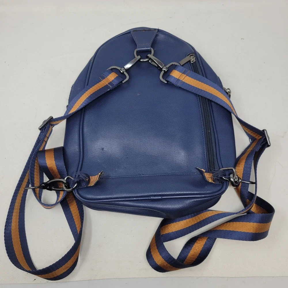 Robert Graham Blue Perforated Leather Backpack Racing Stripe Sling Bag Mens